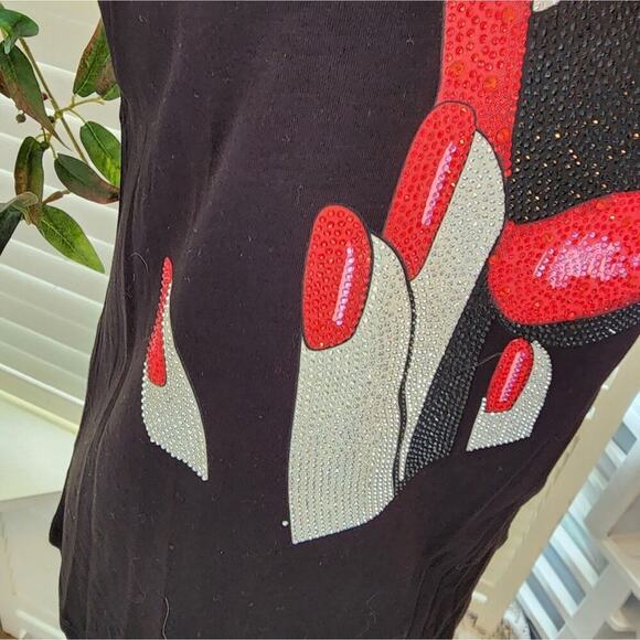 VINIZBENA LIP STUDDED SHORT SLEEVE BLOUSE NEW SIZE MED - Picture 3 of 5